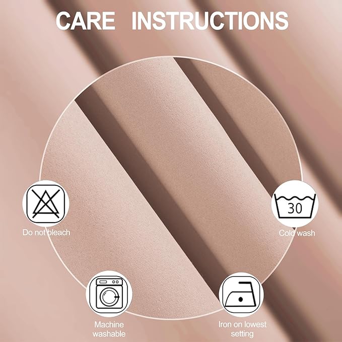 LEMOMO Blush Thermal Blackout Curtains/52 x 54 Inch/Set of 2 Panels Room Darkening Curtains for Bedroom