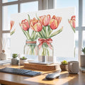 Farm Watercolor Tulip Flower Indoor TV Cover, Elastic TV Screen Protector by Unknown