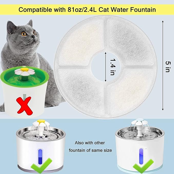 Cat Water Fountain Filters, 3 Filtration System - Image 2
