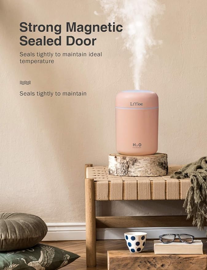 LtYioe Colorful Cool Mini Humidifier, USB Personal Desktop Humidifier - Image 3