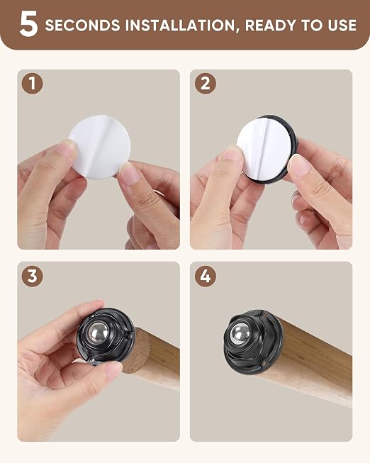 8 Pack Self Adhesive Caster Wheels - Image 7
