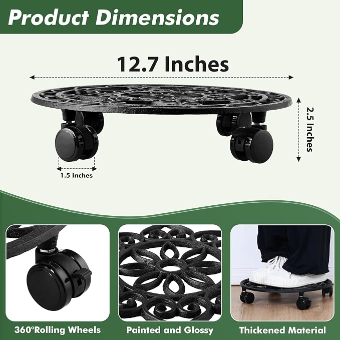 2 Packs Rolling Plant Stand - Image 3