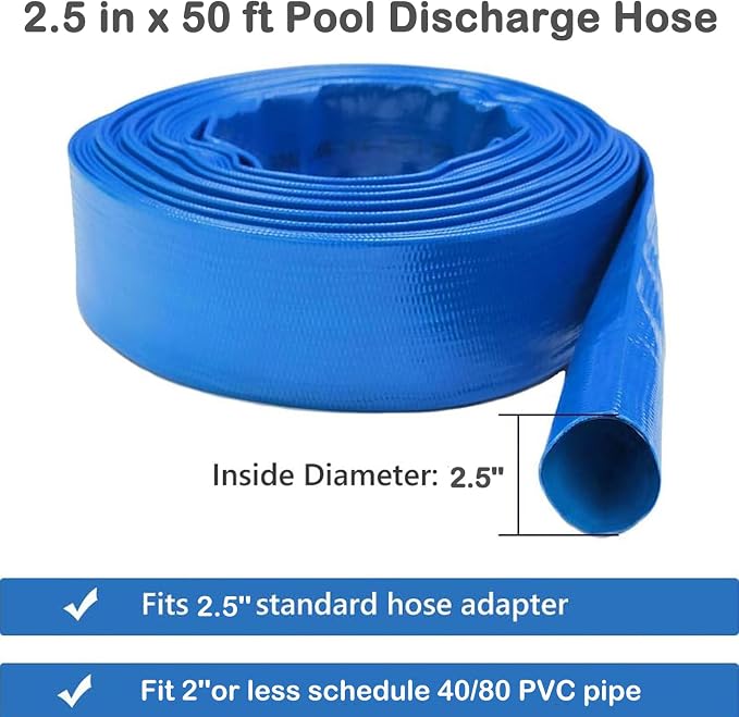 Eastrans 2.5" x 50 FT Pool Backwash Hose, Flat 4 inch Width, Heavy Duty Flat - Image 4