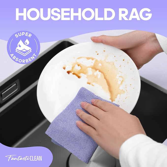 Fantasticlean Microfiber Cleaning Cloth Roll 2 Rolls 120 Pack, Tear Away - Image 5