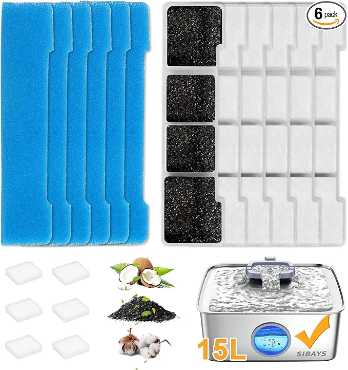 SIBAYS Dog Water Fountain Filter Replacement by SIBAYS