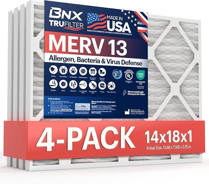 BNX TruFilter 14x18x1 MERV 13 AC Furnace Air Filter by BNX