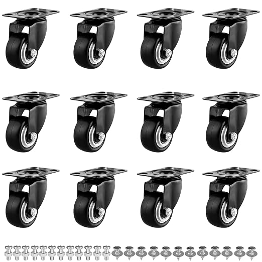 1.5" Casters Set of 12 Heavy-Duty Industrial Caster Wheels Double Ball Bearing by GcFoir
