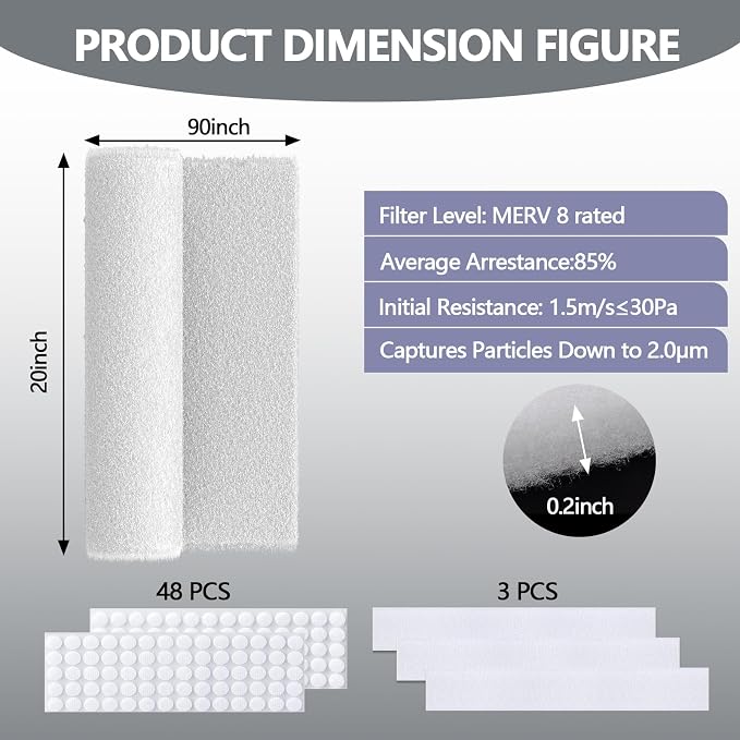 20" x 90" Cut to Size Air Filter Material, MERV 8 Triple Air Vent Filters - Image 2