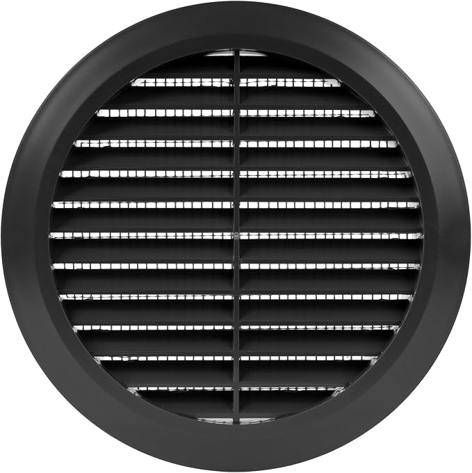 5" Inch Black Plastic Round Ventilation Grille by ECOPROVENT
