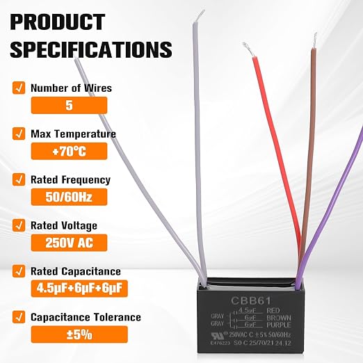 Podoy Ceiling Fan Capacitor CBB61 - Image 2