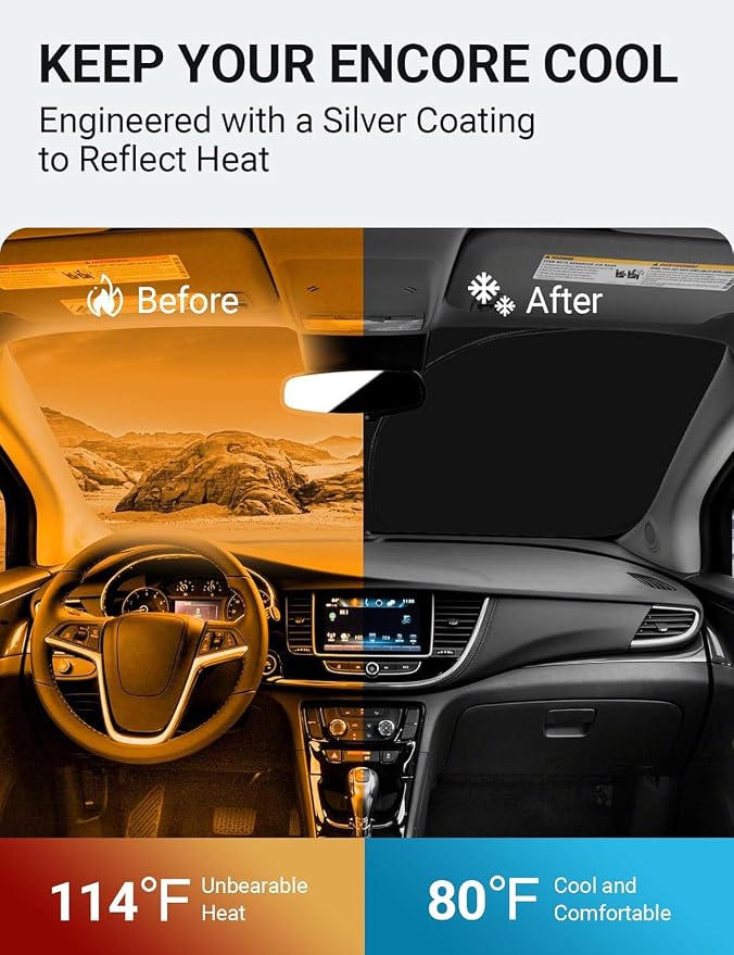 Proadsy Windshield Sun Shade for Buick Encore 2020-2025 2026 4-Layer Foldable - Image 2