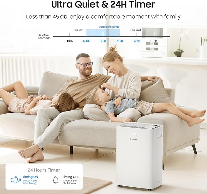 6500 Sq.Ft Dehumidifier for Basement Home, ANDTE 120 Pints Large Room - Image 6