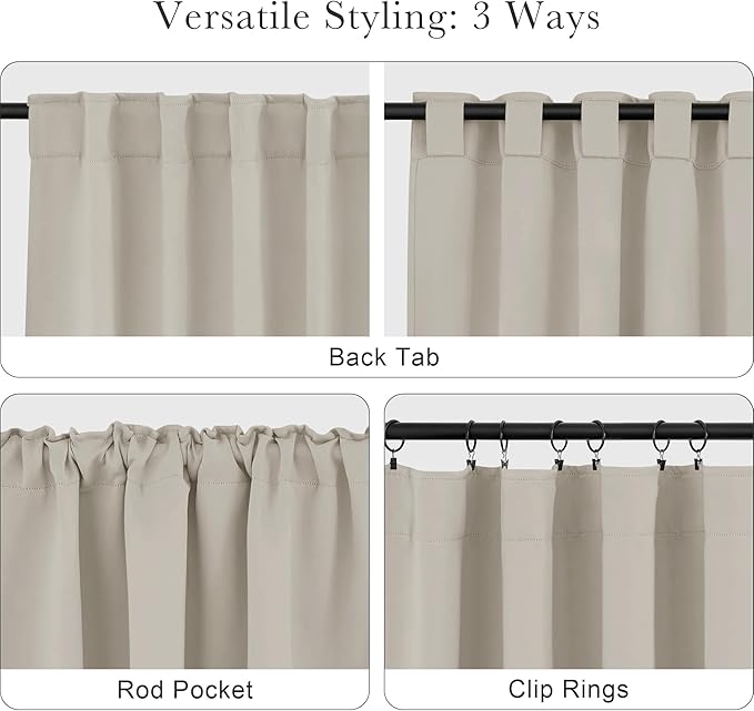 PONY DANCE Blackout Short Cafe Curtains, Privacy Light Block Small Window Curtains for Bedroom Kitchen Basement Dining Classroom, W 29 x L 30 inches, Cream, 2 Panels