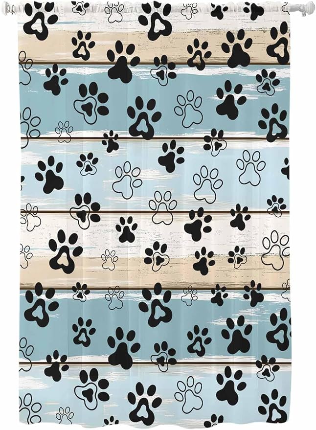 Sheer Curtains 72 Inches Long, Vintage Farmhouse Country Wood Grain Privacy by Unknown