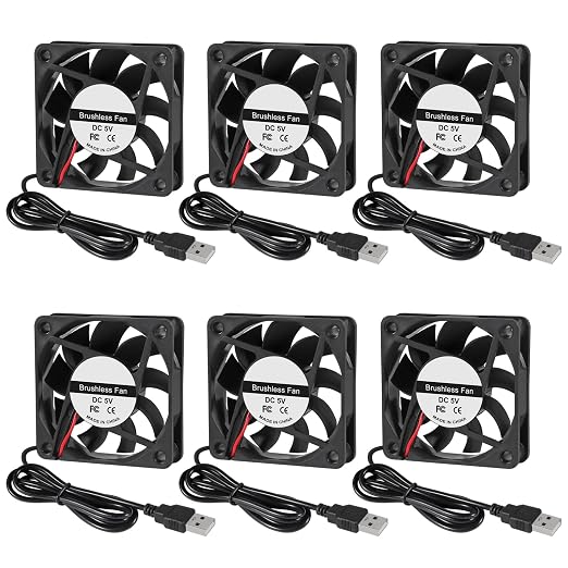 6Pcs 60mm USB Brushless Cooling DC 5V 60mm x 10mm Fan by Unknown