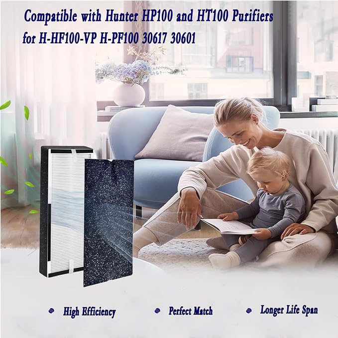 Replacement Filters for Hunter HP100/HT100 Mid-Tower Air Purifiers | 2× H13 - Image 5