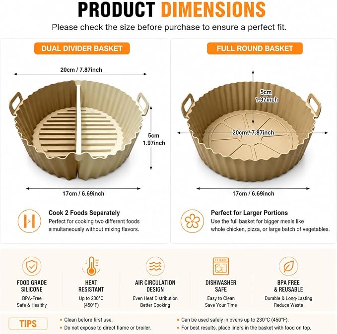 Round Silicone Air Fryer Liners 2PCS - Image 4