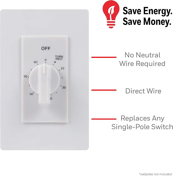 UltraPro 60-Minute In-Wall Spring Wound Countdown Timer Switch, Mechanical Timer - Image 3