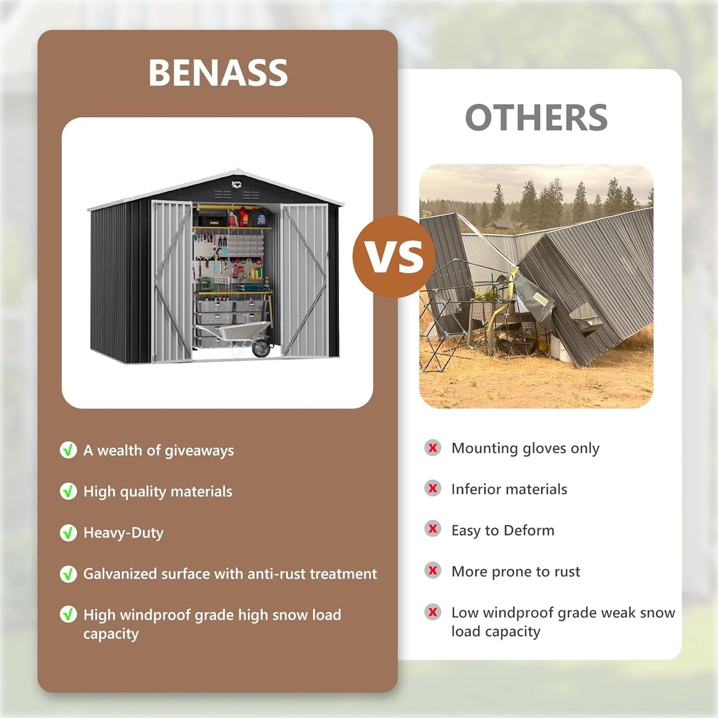 10x8 FT Outdoor Storage Shed, Metal Garden Shed - Tool Storage Sheds with Lockable Doors, Waterproof Outside Storage Building for Backyard, Patio (Black; Floor Not Included)