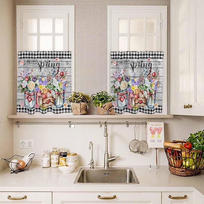 Spring Flowers Kitchen Curtains Set 3 Piece - Image 7