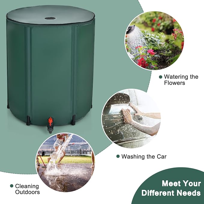 Goplus 60 Gallon Collapsible Rain Barrel, Portable Rain Barrels to Collect - Image 8
