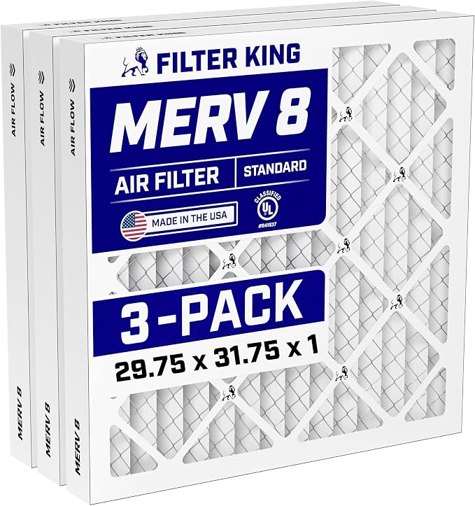 Filter King Air Filters 29.75x31.75x1 | 3-PACK | MERV 8 HVAC Pleated AC Furnace by FilterKing