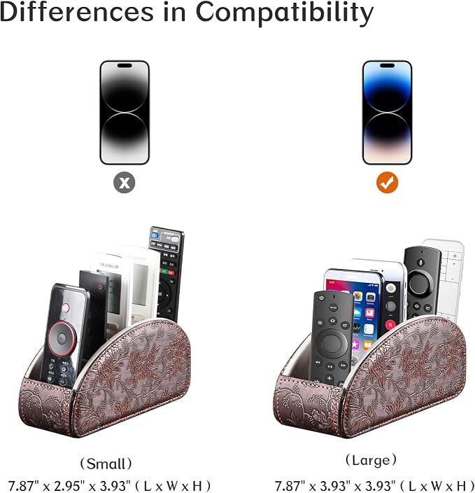 TV Remote Control Holder with 5 Compartments, Pu Leather Remote Caddy/Box/Tray - Image 3