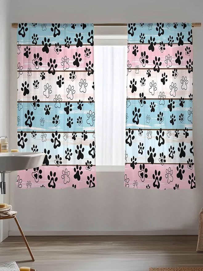 Sheer Curtains 72 Inches Long, Farmhouse Beige Wood Privacy Voile Drapes - Image 5