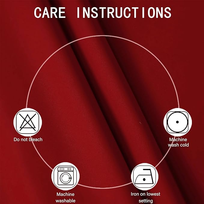 LEMOMO Blackout Curtains 66 x 72 Inch Long Red Curtains Set of 2 Panels Room Darkening Curtains for Bedroom and Living Room
