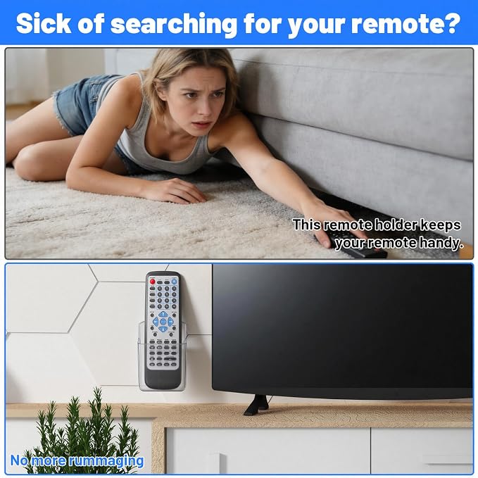 2-Pack Wall Holder for Remote Control, for TV & AC Remotes, No Drilling Required - Image 4