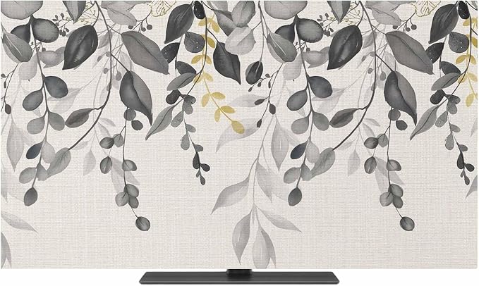 Eucalyptus Country Gray Leaves Indoor TV Cover, Elastic TV Screen Protector by Unknown