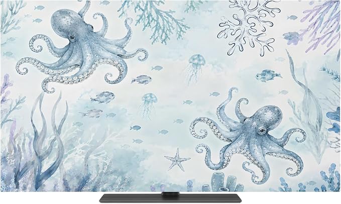 Ocean Sea Octopus Coral Fish Indoor TV Cover, Elastic TV Screen Protector by Unknown