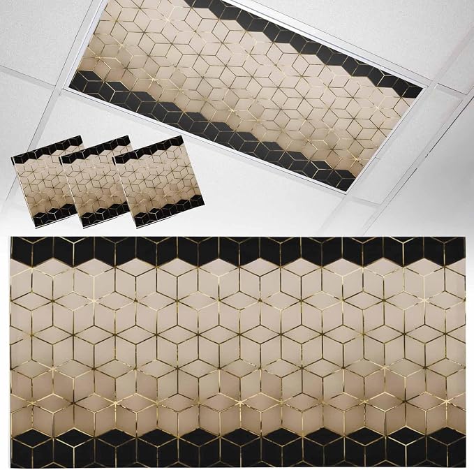 2x4 ft Fluorescent Light Cover for Ceiling Modern Brown Black Geometric Texture by Unknown