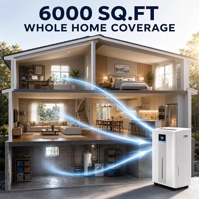 Dehumidifier for Basement and Home, 6000 Sq. Ft 100 Pint Portable Dehumidifier - Image 2