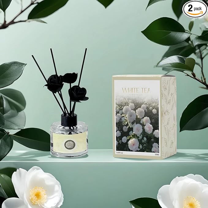2Pcs White Tea Car Fragrance Refill, 50ML Car Diffuser Perfume Refill, by NOVORA