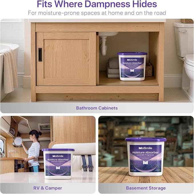 Large Moisture Absorber Buckets, 14 oz Each, Lavender Scent, 3 Pack | 14 oz Net - Image 8