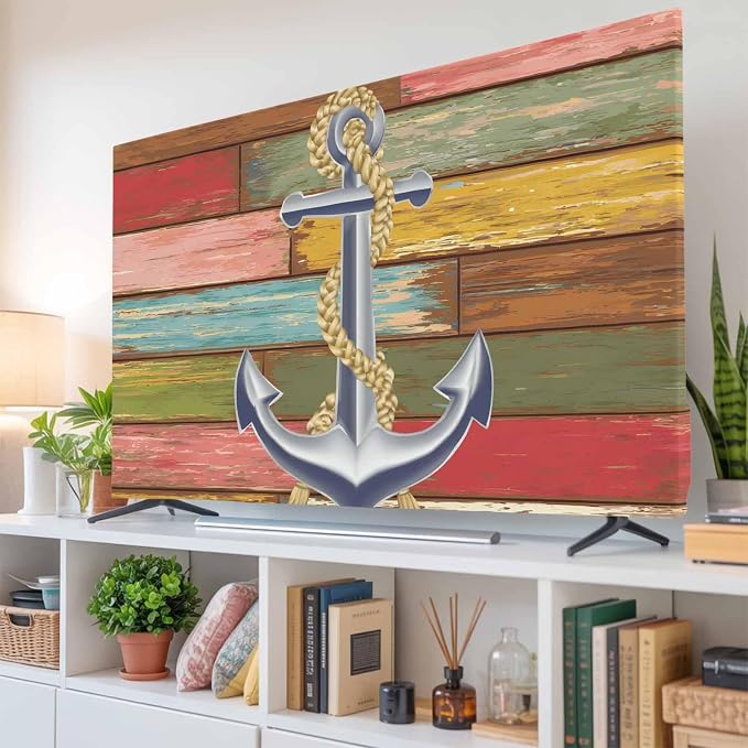 Nautical Anchor Marine Indoor TV Cover, Elastic TV Screen Protector Farm - Image 6