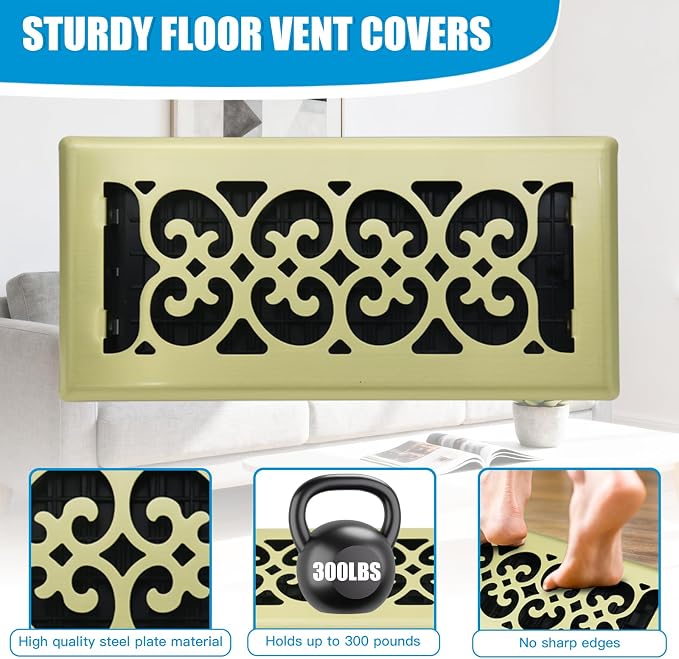 Brushed Gold Heavy Duty Floor Register - Image 2