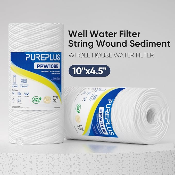 PUREPLUS 5 Micron 10 x 4.5 Whole House String Wound Sediment Filter - Image 2