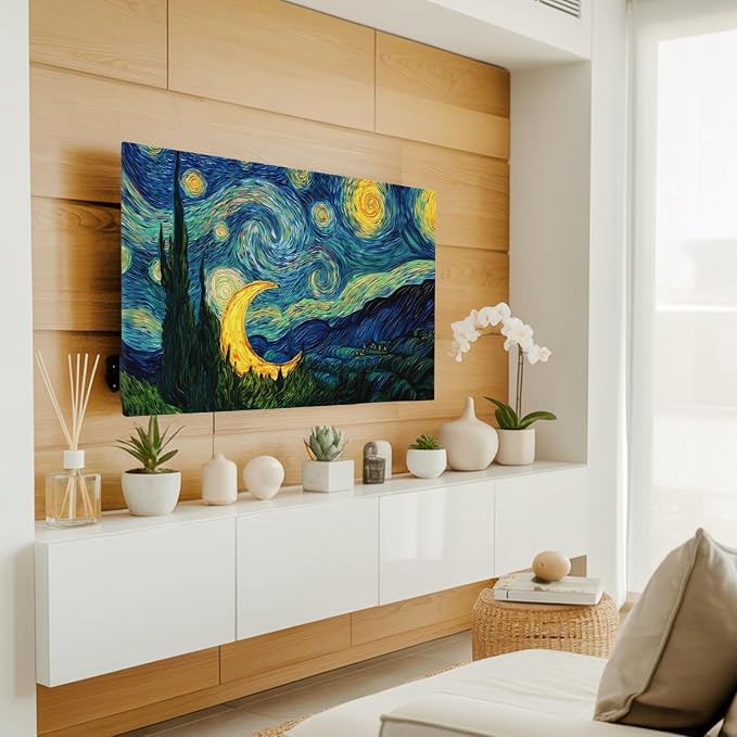 Starry Sky Moon Stars Forest Indoor TV Cover, Elastic TV Screen Protector Oil - Image 2