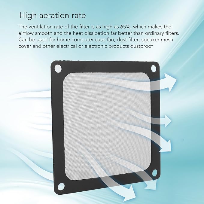 Dust Filter for Computer PC Cooler Fan, 80 x 80mm Magnetic Frame PC Fan Dust - Image 2