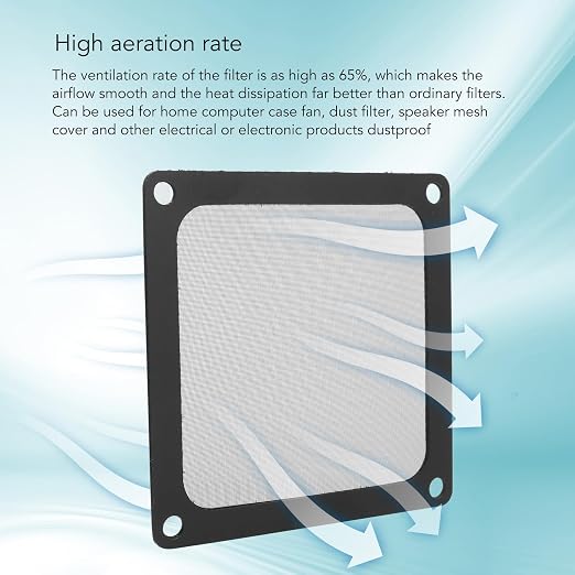 5Pcs 80mm PC Cooler Fan Dust Filter, 65% High Ventilation Rate Magnetic Frame - Image 3