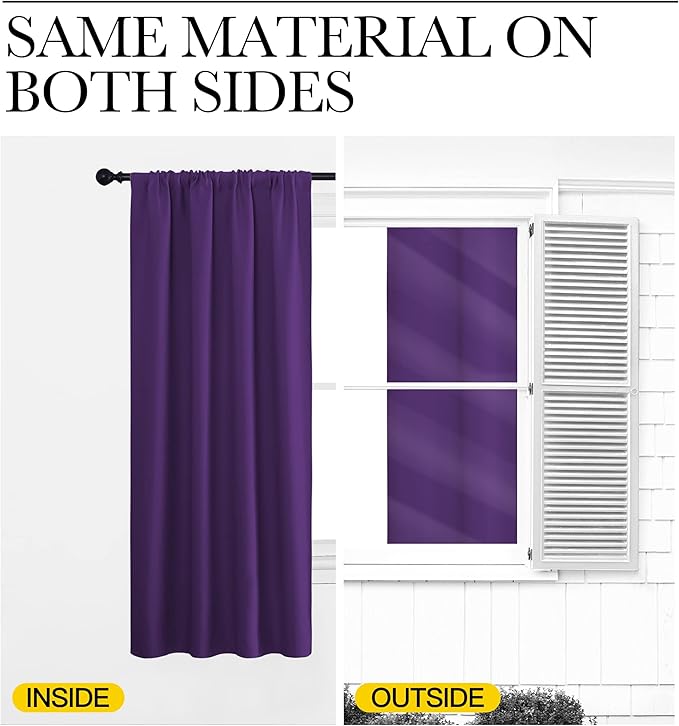 NICETOWN RV Blackout Curtains for Camper Windows, Royal Purple, 29" Wide by 50" Long, 2 PCs, Short Blackout Curtains & Drapes, Thermal Insulated Blackout Curtain Panels for Kids Room, Play Room