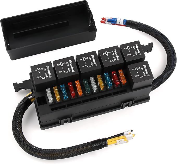 Newdeli 12V Relay Box 11 Way Waterproof Relay Fuse Box Automotive Relay and by Newdeli