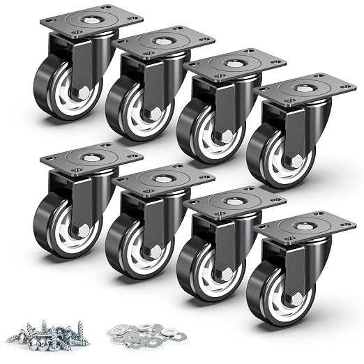 3 inch Swivel Caster Wheels, Heavy Duty PlateCasterswith no Brakes Total by HOLKIEUSA