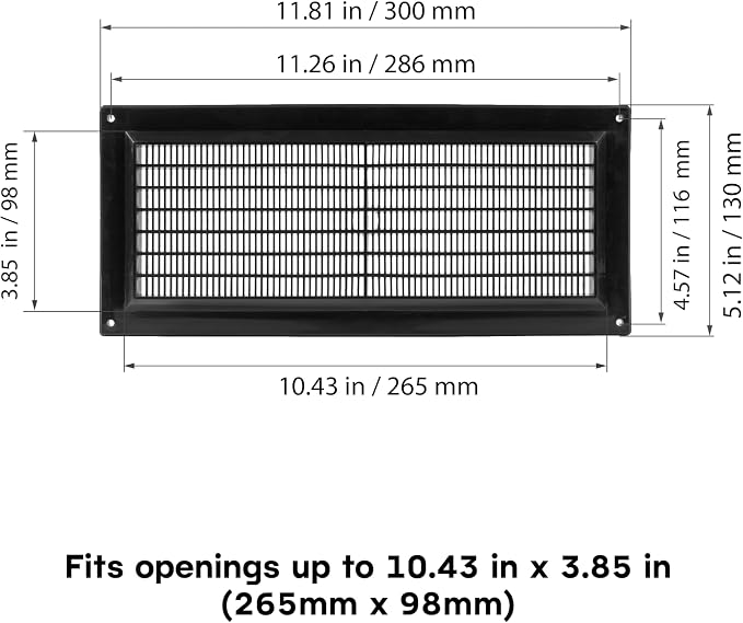 5" x 12" Inch Black Vent Cover - Image 2