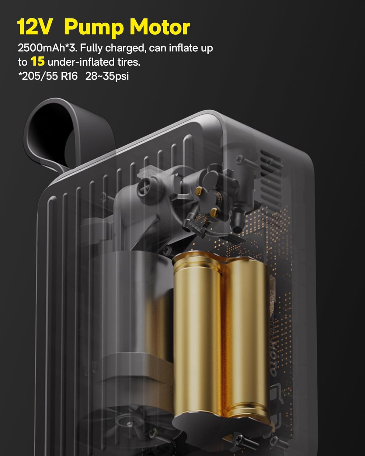 HOTO Tire Inflator Portable, Electric Air Pump Pro for Car Tires with Digital Pressure Gauge 120PSI, Cordless Tire Pump with 12V Motor, 7500mAH Battery, Air Compressor for Car, Motorcycle, Bike, Ball