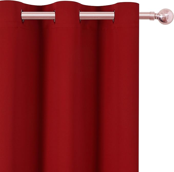 LEMOMO Red Thermal Blackout Curtains/38 x 54 Inch/Set of 2 Panels Room Darkening Curtains for Bedroom