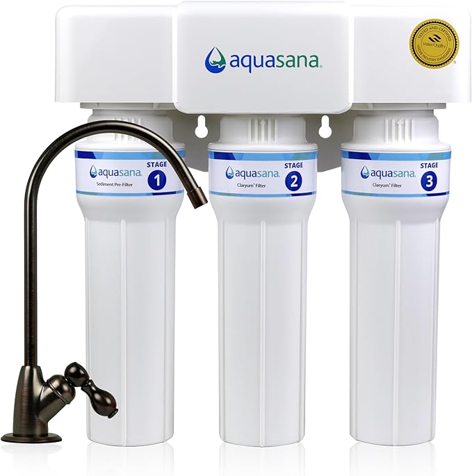 Aquasana Under Sink Water Filter | 3-Stage Max Flow Filtration | Reduces up to by Aquasana