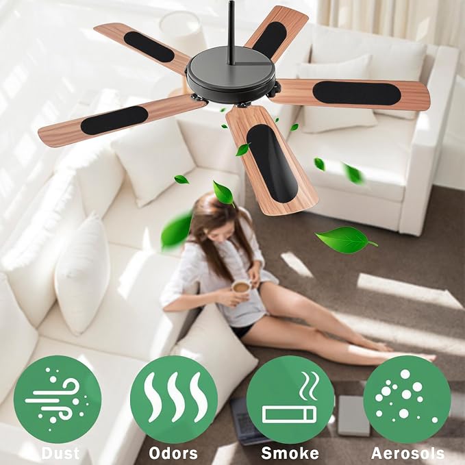6PCS Ceiling Fan Filters for Blades, Unscented Activated Coconut Shell Carbon - Image 3